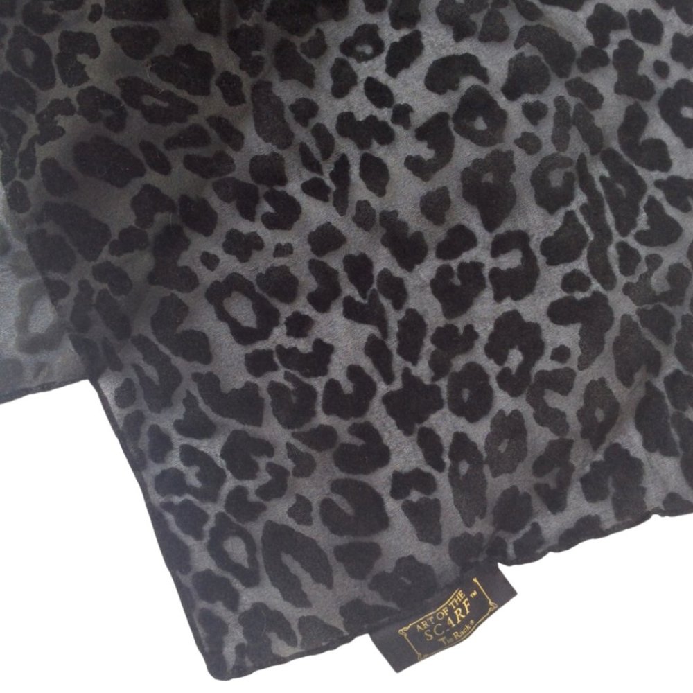 Vintage Tie Rack 'Art of the Scarf' Sheer Black Leopard Pattern Scarf